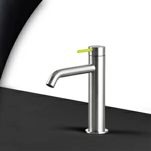 Смеситель для раковины сталь матовая с зеленой ручкой Toki Radomonte TKI2SCIL13