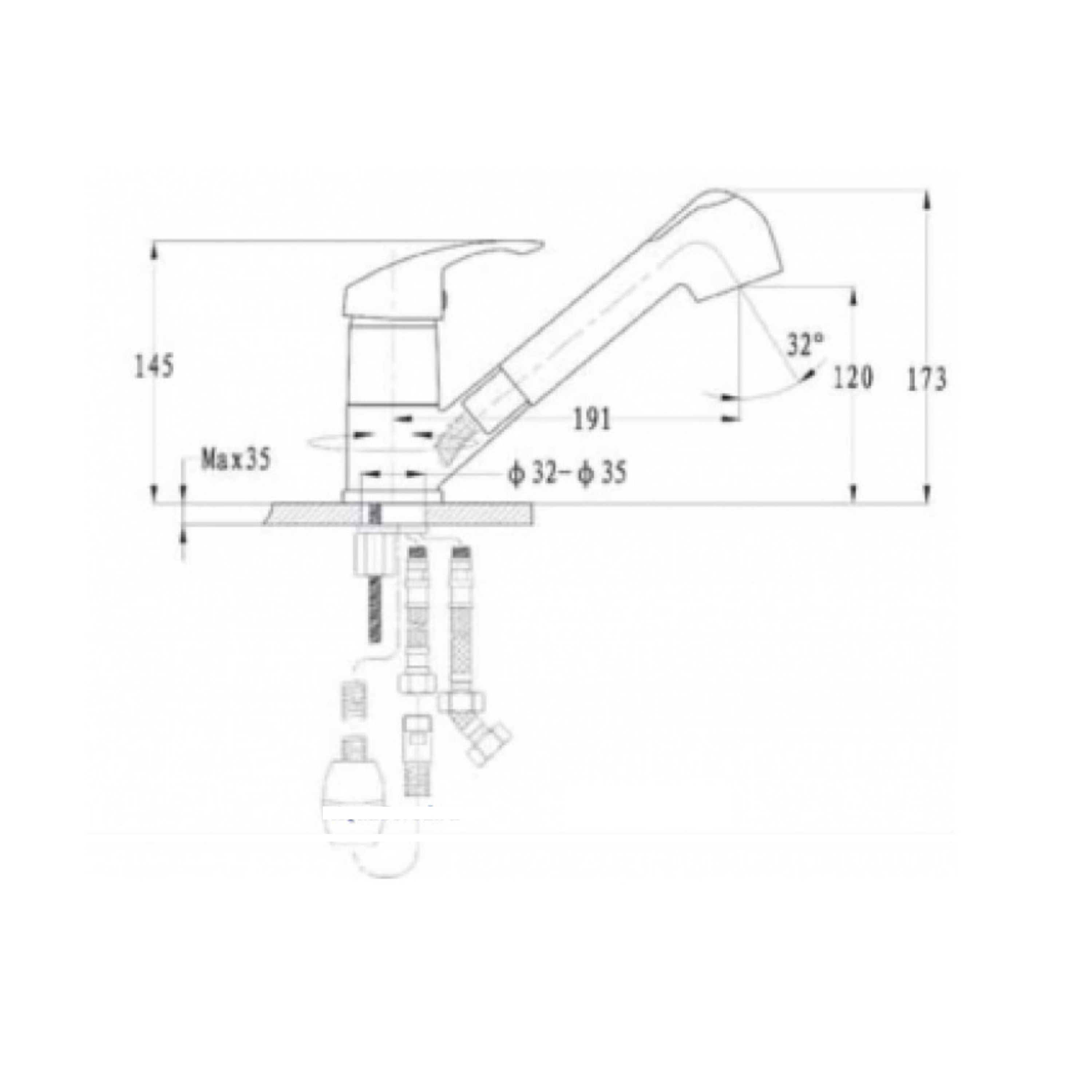 Кухонный смеситель 1774 розовый GranFest  - Вид №1