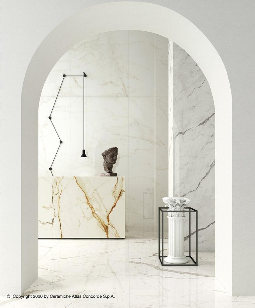 Atlas Concorde Белая плитка для стен с эффектом мрамора Marvel shine sun-id-1375735 - Вид №82