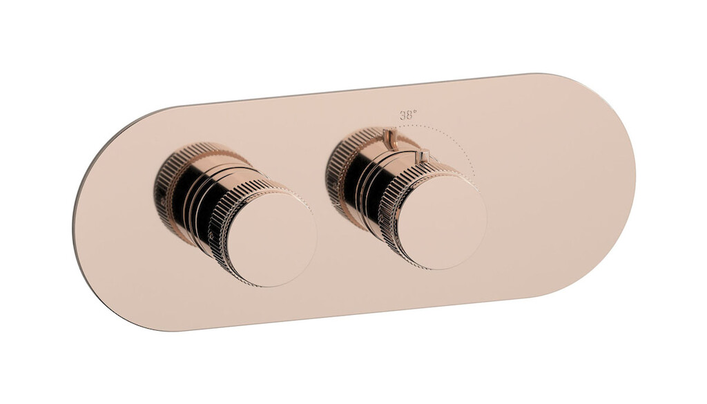 Комплект наружных частей термостата на 1 потребителей - горизонтальная овальная панель с ручками Reflex WE ARE IB eua122rsnrx Rose Gold Aqua