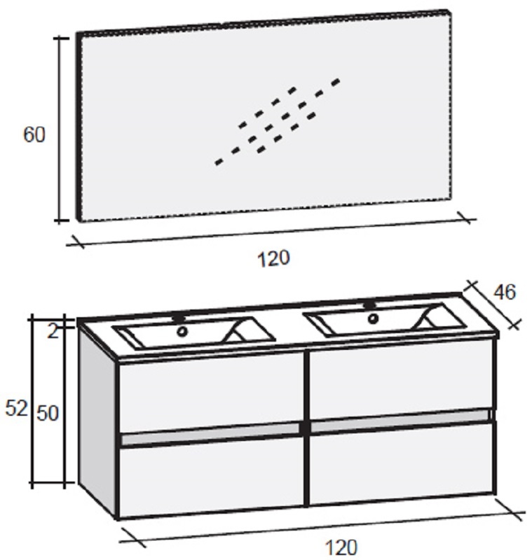 FPO120DP4S15 Комплект мебели Riho Porto Santreyd - Вид №1