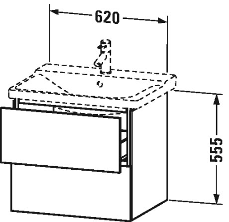 LC624403838 Тумбочка подвесная L-Cube #LC6244 620 x 481 мм Доломитово-серый глянцевый лак Duravit - Вид №1