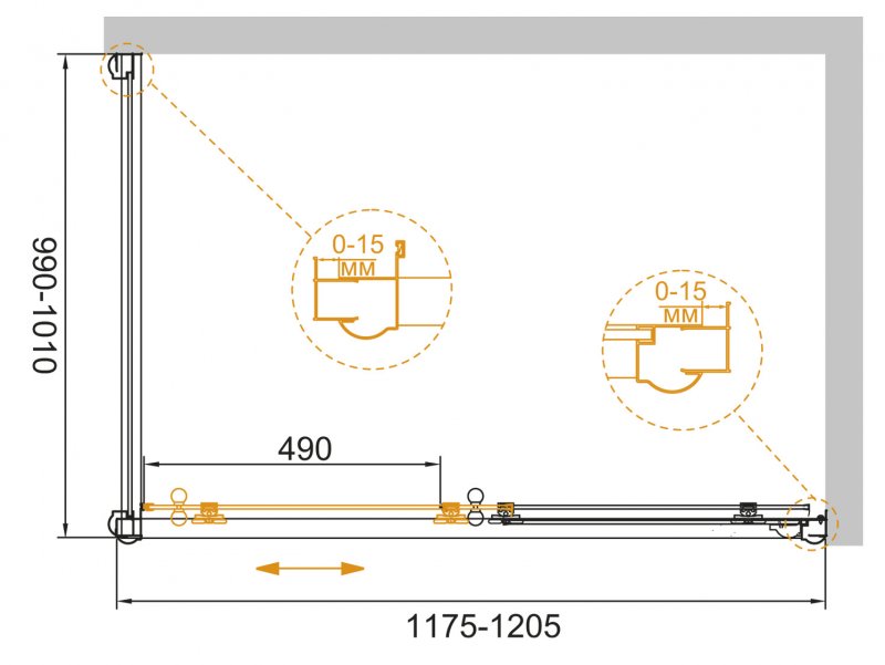 Душевой уголок CEZARES GIUBILEO-AH-1-120/100-SCORREVOLE-CP-G - Вид №1