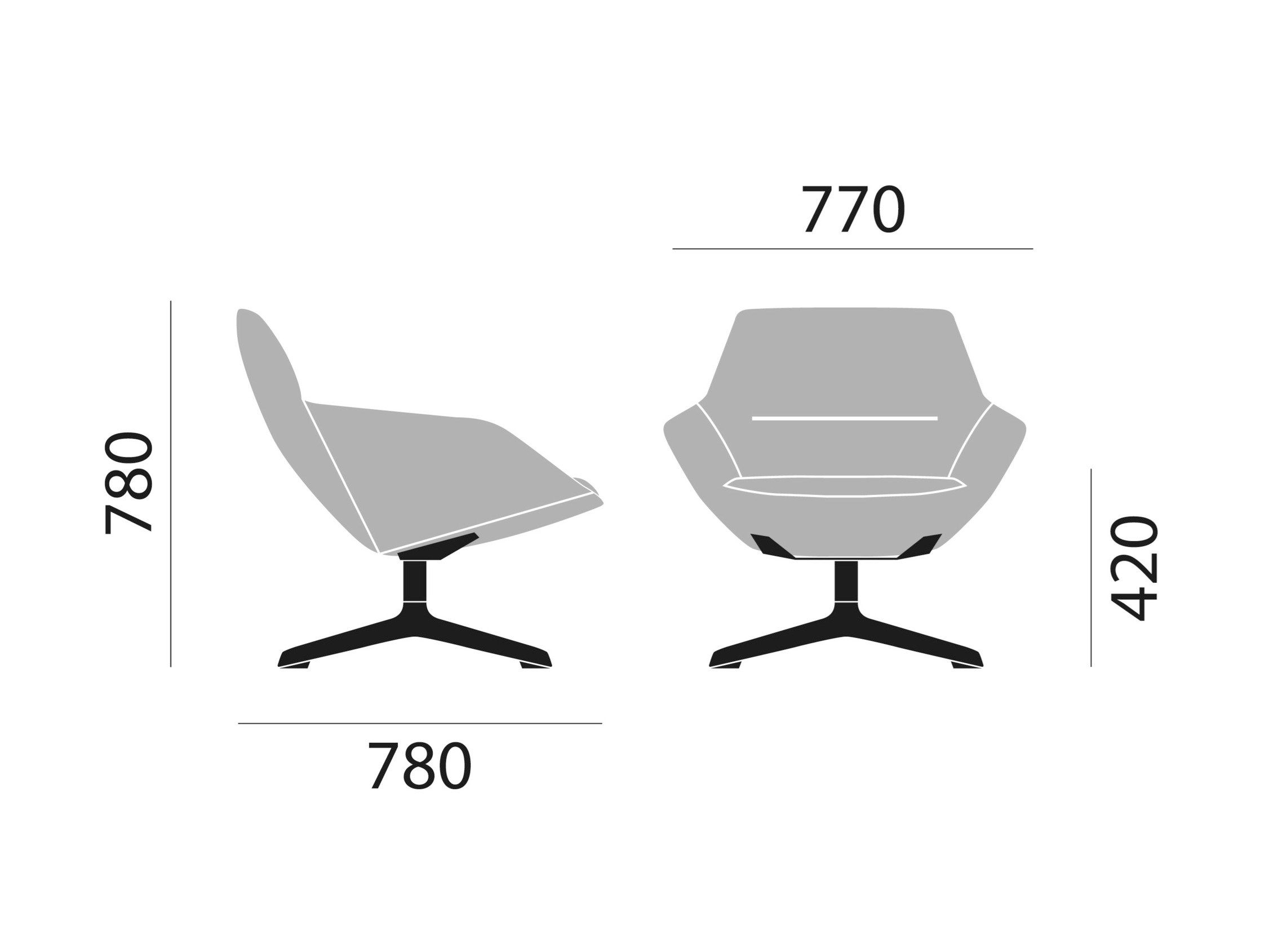 4-спицевое вращающееся кресло с подлокотниками Brunner ray soft ARCH-00110103 - Вид №3