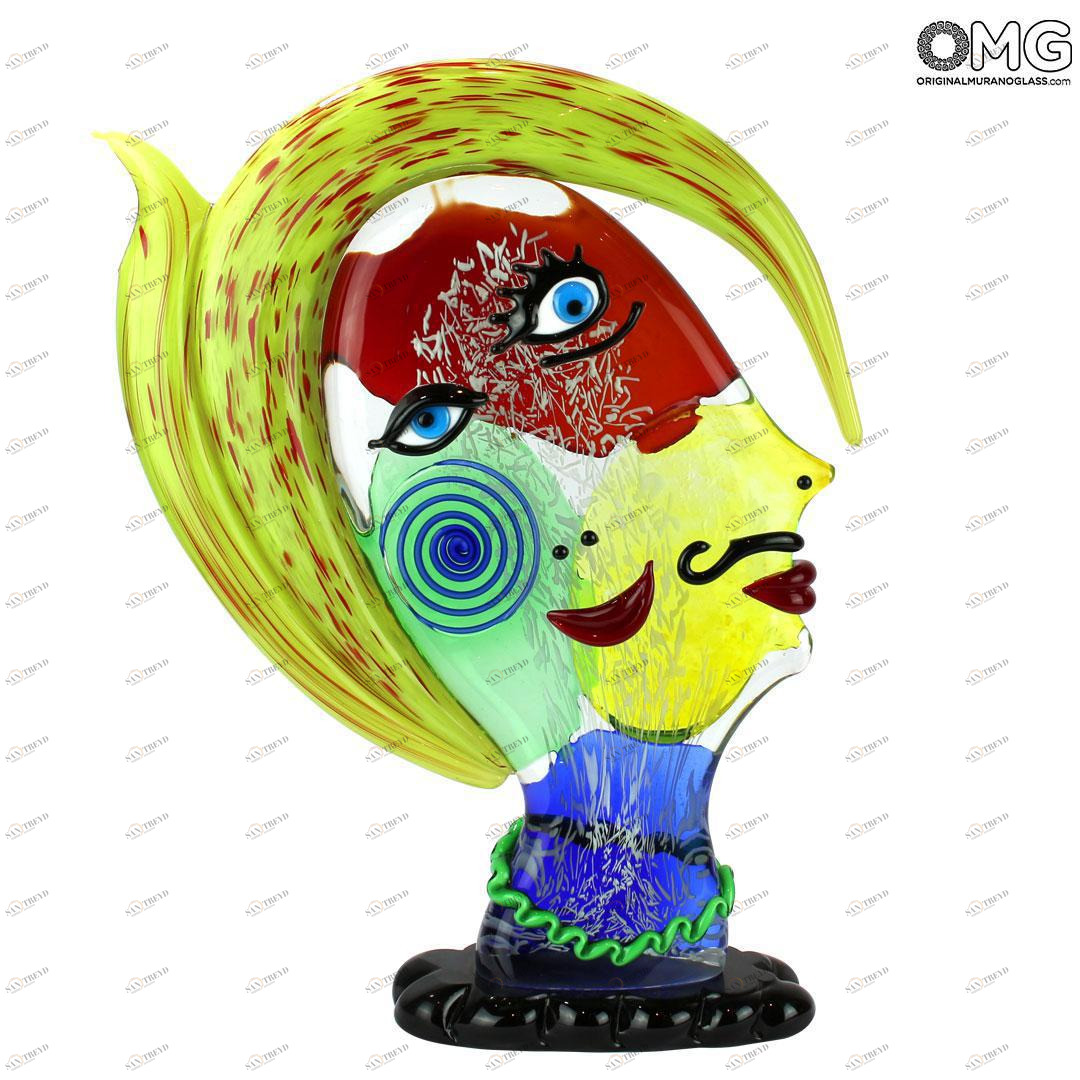 4727 ORIGINALMURANOGLASS Скульптура Голова Женщины - Pop Art - Original Murano Glass OMG 38 см PICASSO