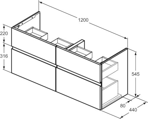 Деревянный подвесной двойной умывальник с ящиками Ideal Standard Finesse ARCH-00138900 - Вид №13