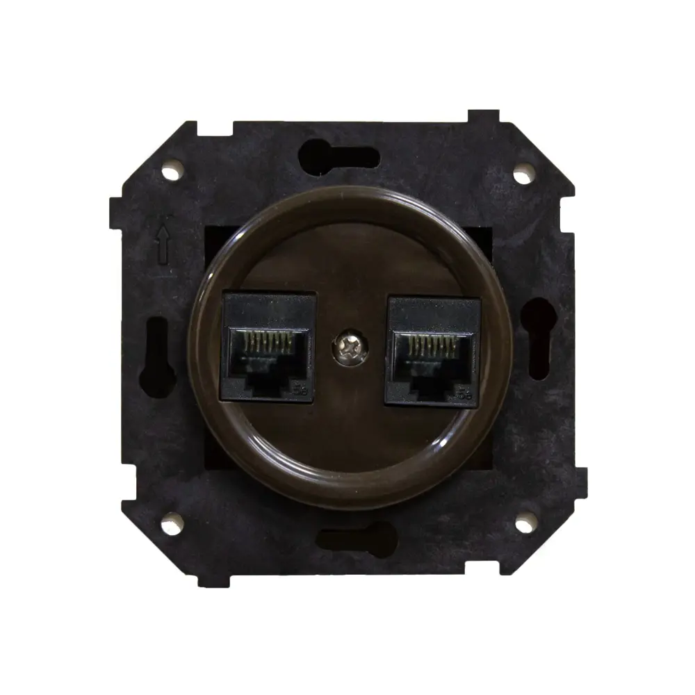 Розетка компьютерная двойная встраиваемая Electraline Ретро RJ45 цвет коричневый STLM-2154225