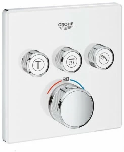 Внешняя часть термостатического смесителя на 3 выхода GROHE Grohtherm SmartControl, белая луна (29157LS0)