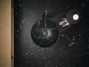 Круглый отдельно стоящий умывальник из черного мрамора Marquina