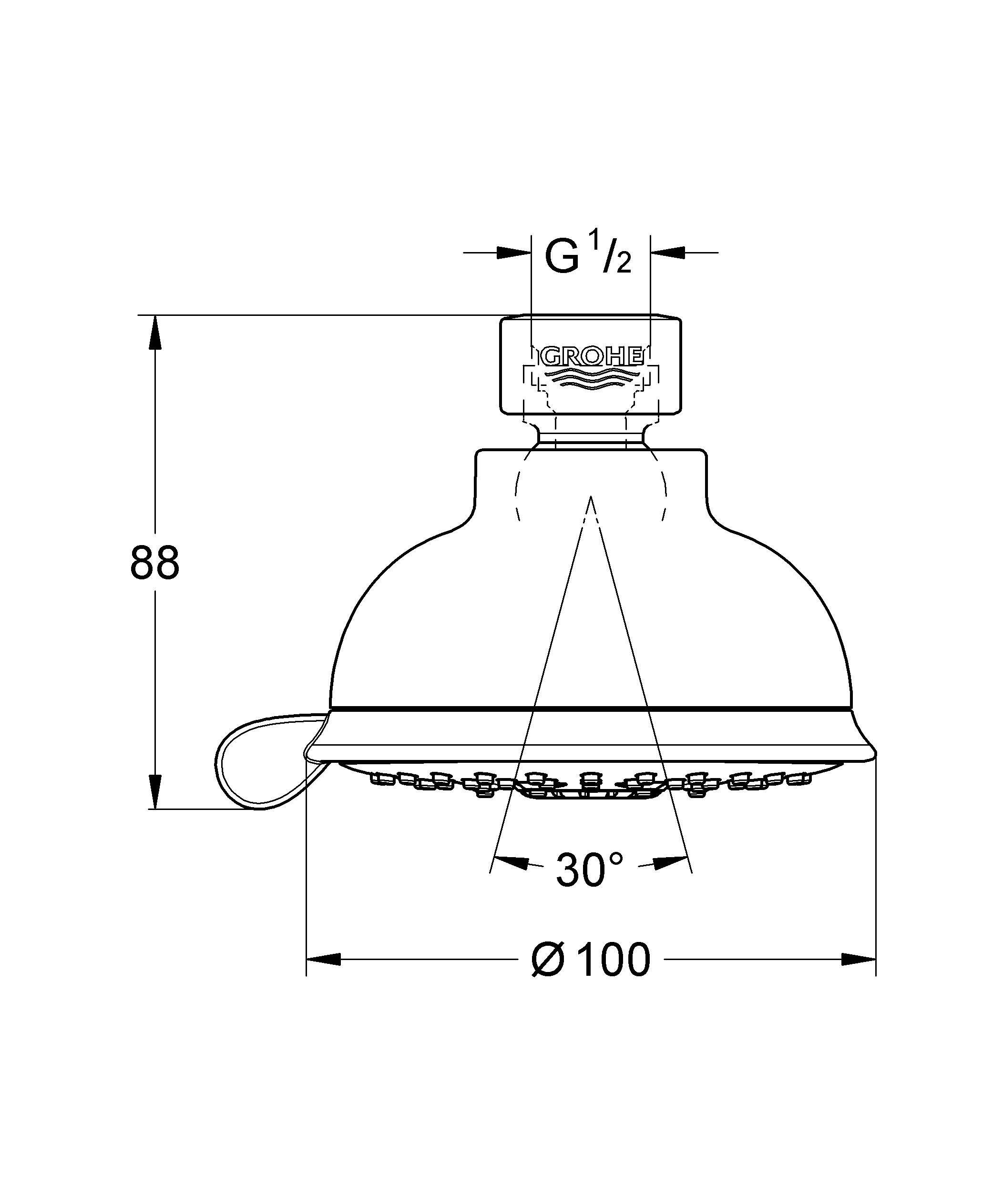 Верхний душ GROHE Tempesta New Rustic IV, 9,5 л/мин, хром (27610001) - Вид №1