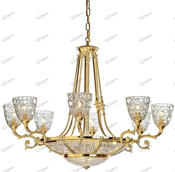 Possoni Illuminazione Люстра из чистого золота с хрусталем Raffaello 1999/6+8-c