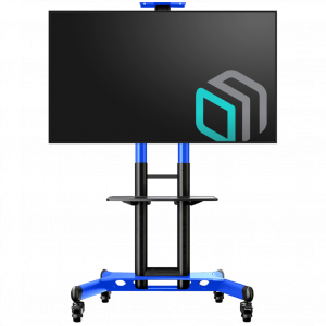 TS1551 BLUE Мобильная стойка на 1 тв/ 40-70" от 200х200 до 400х600 наклон 0º поворот 0º макс нагр 45,5кг высота 1200-1500мм, кабель-канал, регулировка полки по высоте, колесики с блокировкой, синяя ONKRON