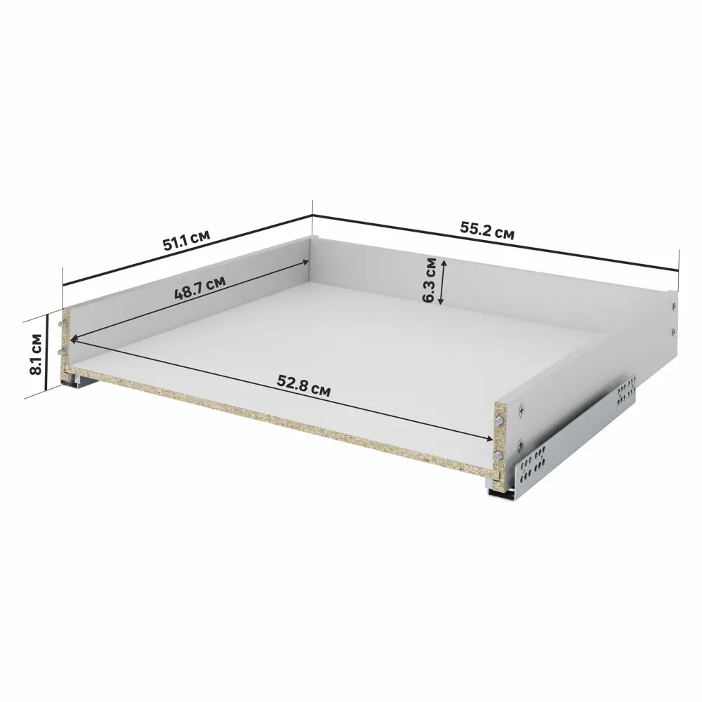 Выдвижной ящик для кухни 55.2x8.1x51.1 см KONSENSA ДСП цвет серый 89448274 STLM-2095003 Отсутствует - Вид №2