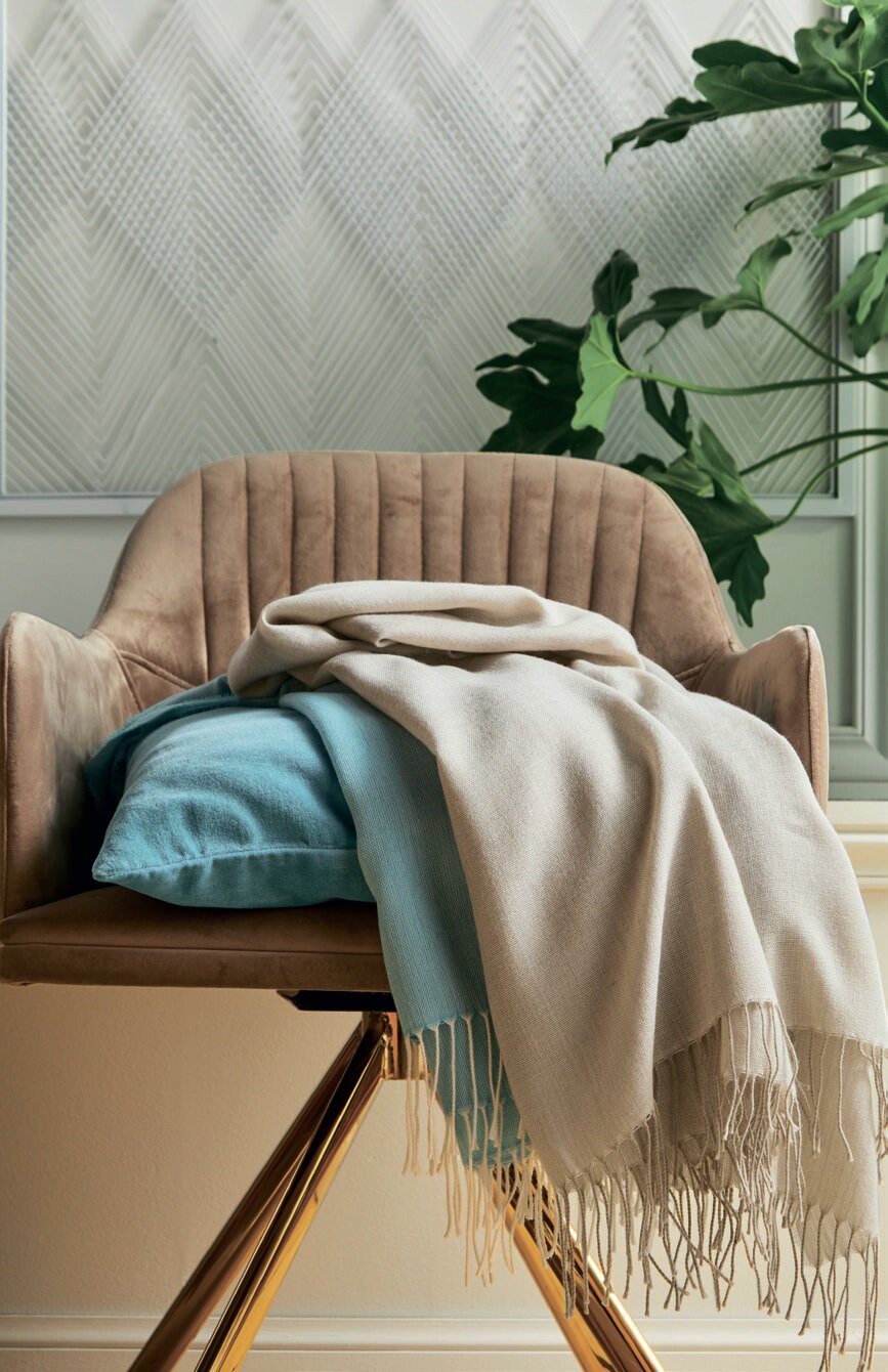 PLUME_LIN плед бежевый 130/170 шерсть 52% акрил 48%, 110 г/м3 Blanc des Vosges Santreyd 