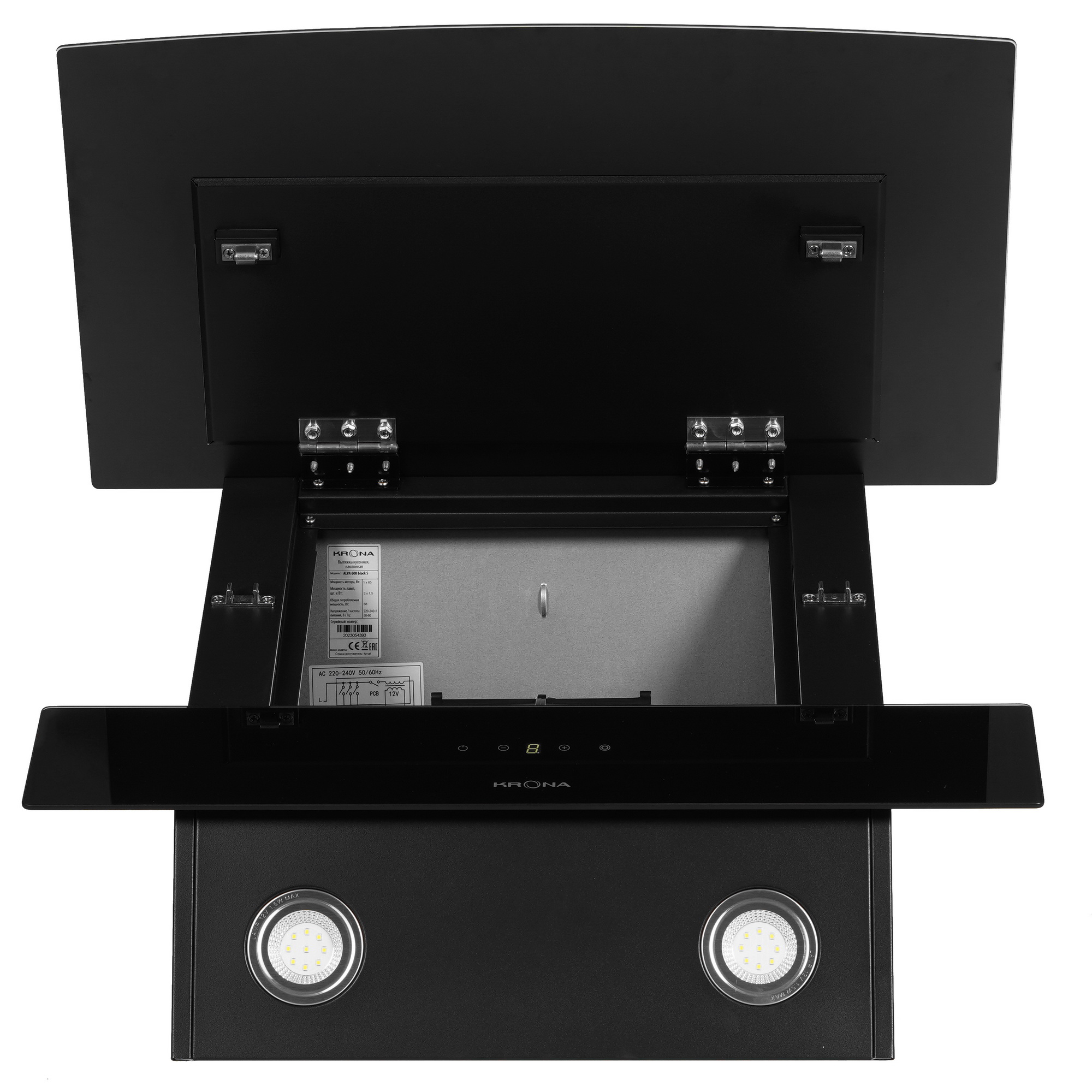 8198370 Вытяжка наклонная KRONA ALVA 600 S черный/черный STDN-0020140 - Вид №8