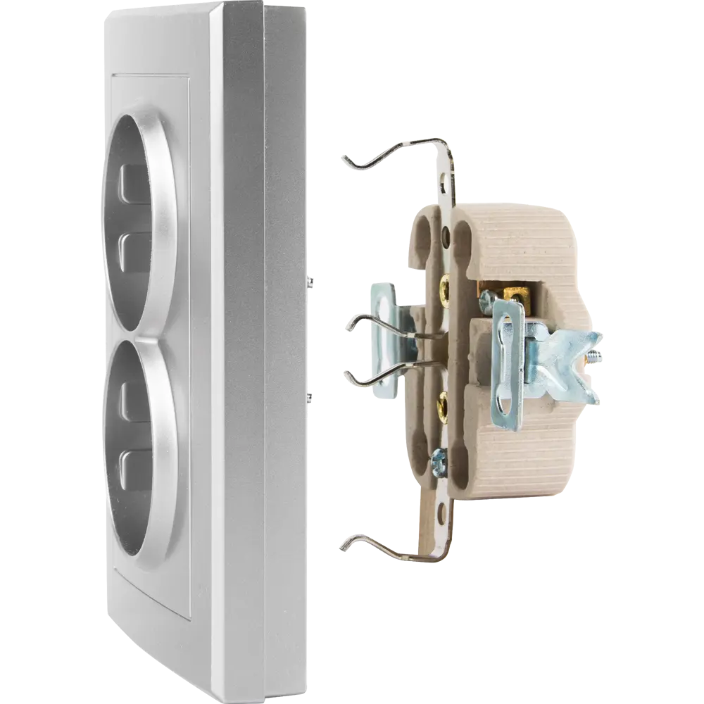 Розетка двойная встраиваемая Lexman Виктория с заземлением, цвет серебро 82303151 STLM-2166285 - Вид №4