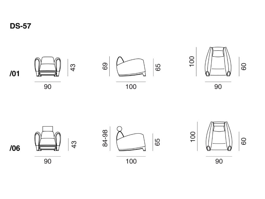 Кожаное кресло с подголовником de Sede DS-57 AERO ARCH-00084429 - Вид №2