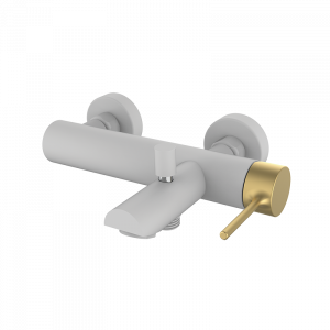 47224417 PREMIUM Белый смеситель ванна-душ Белое Матовое Золото GRB MIXERS