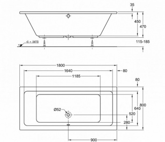 Ванна акриловая 180x80 Keramag iCon 650480000  - Вид №2