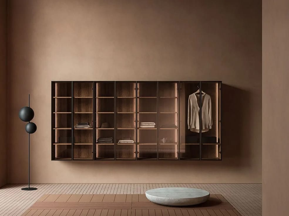 Деревянный шкаф для ванной комнаты со стеклянными дверцами Inbani слой ARCH-00041215 - Вид №4