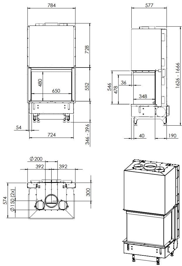 Дровяной камин с тройным фасадом KALFIRE W66/48S ARCH-00022788 - Вид №4