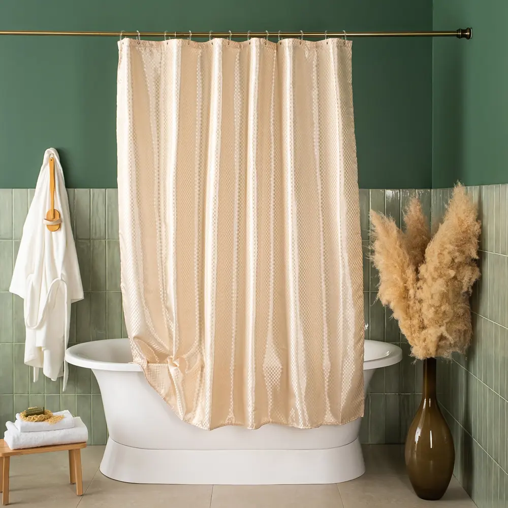 Штора для ванной Checks 180x80 см полиэстер цвет бежевый VERRAN Cheks STLM-2001180 - Вид №5
