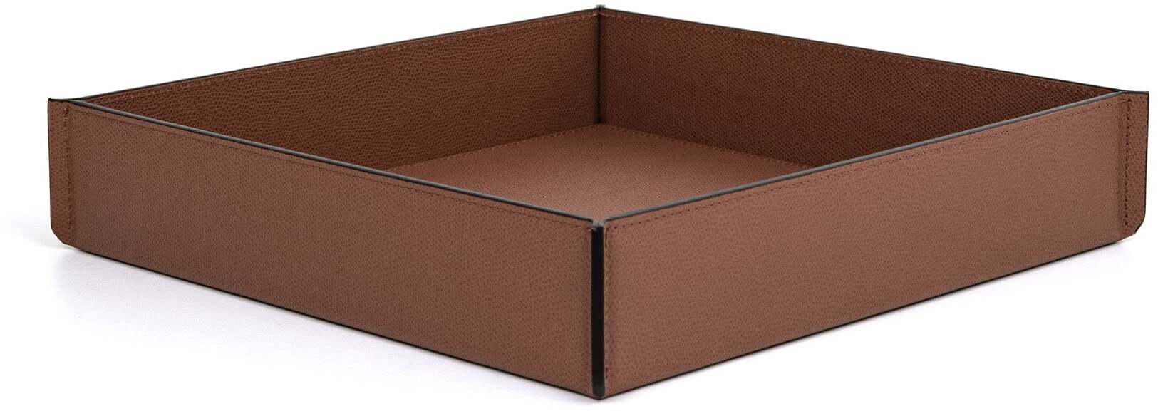 Leslie Valet Поднос - 30X30XH6 см / плетеная кожа_серо-коричневый