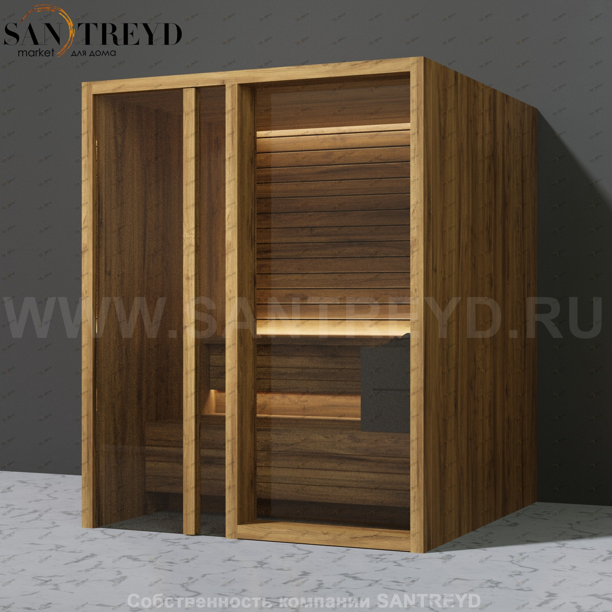 Effegibi YOKU.G60 SA.70300018 Сауна с левой дверью. Мощность: 6 кВт макс. Размеры: длина 174 см, ширина 170 см. Отделка: термообработанное дерево SA70300018