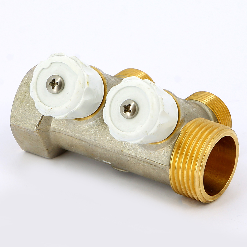 Коллектор НВ 1" с вентилями никелированный EMMETI 2 выхода М24х19 36мм 01307280 - Вид №3