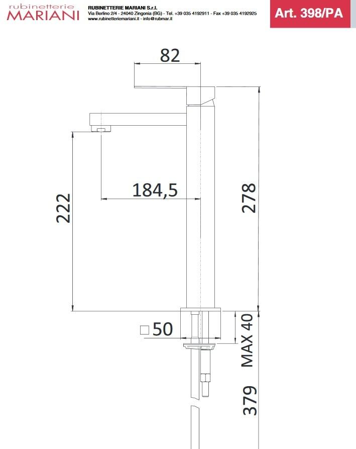 Rubinetterie Mariani Смеситель для раковины, однорычажный Polar 398/pa - Вид №1