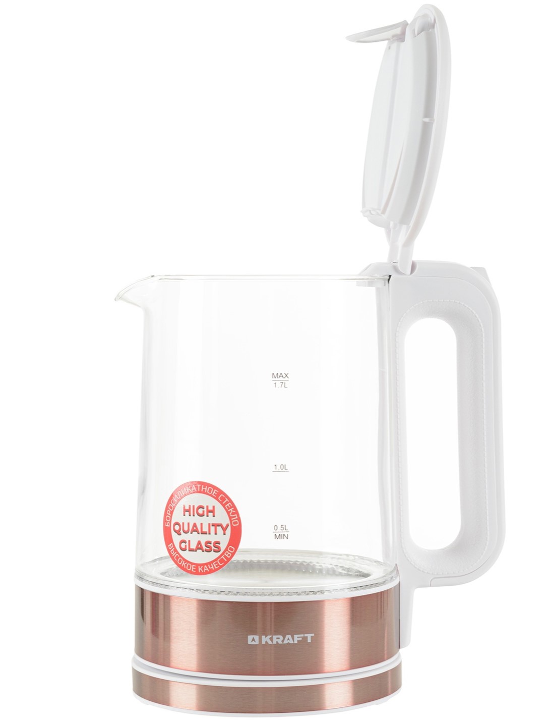 9052793 Электрочайник KRAFT KF-KG1708WBZ белый STDN-0131218 - Вид №2