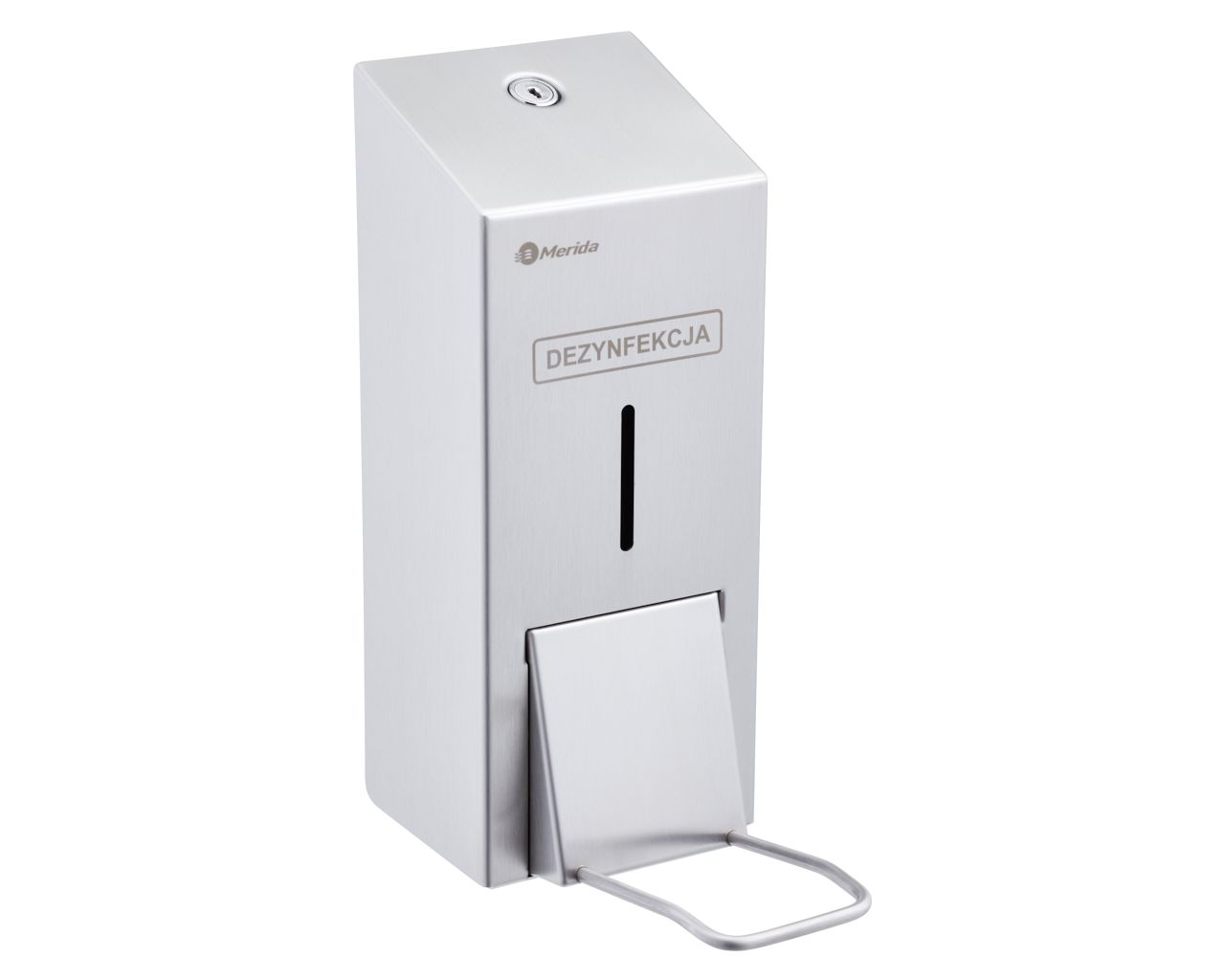 DSM407 Дозатор дезинфицирующий спрей для одноразовых картриджей 1000 мл с угловой кнопкой STELLA матовая сталь Merida 