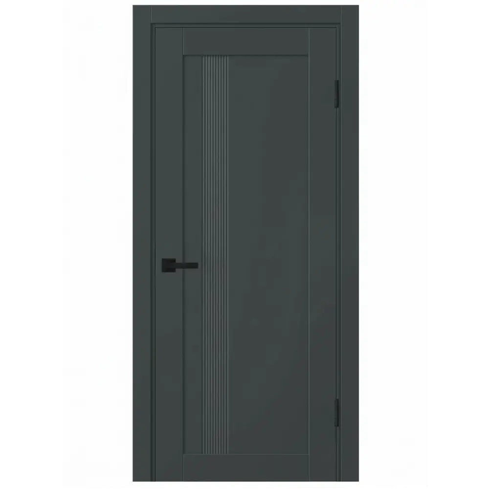 Дверь межкомнатная глухая Калга 70x200 см ПВХ цвет графит с замком и петлями 89461596 STLM-2182504 KREAFORTA 
