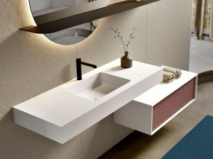 Шкаф для раковины с одной твердой поверхностью со встроенной раковиной