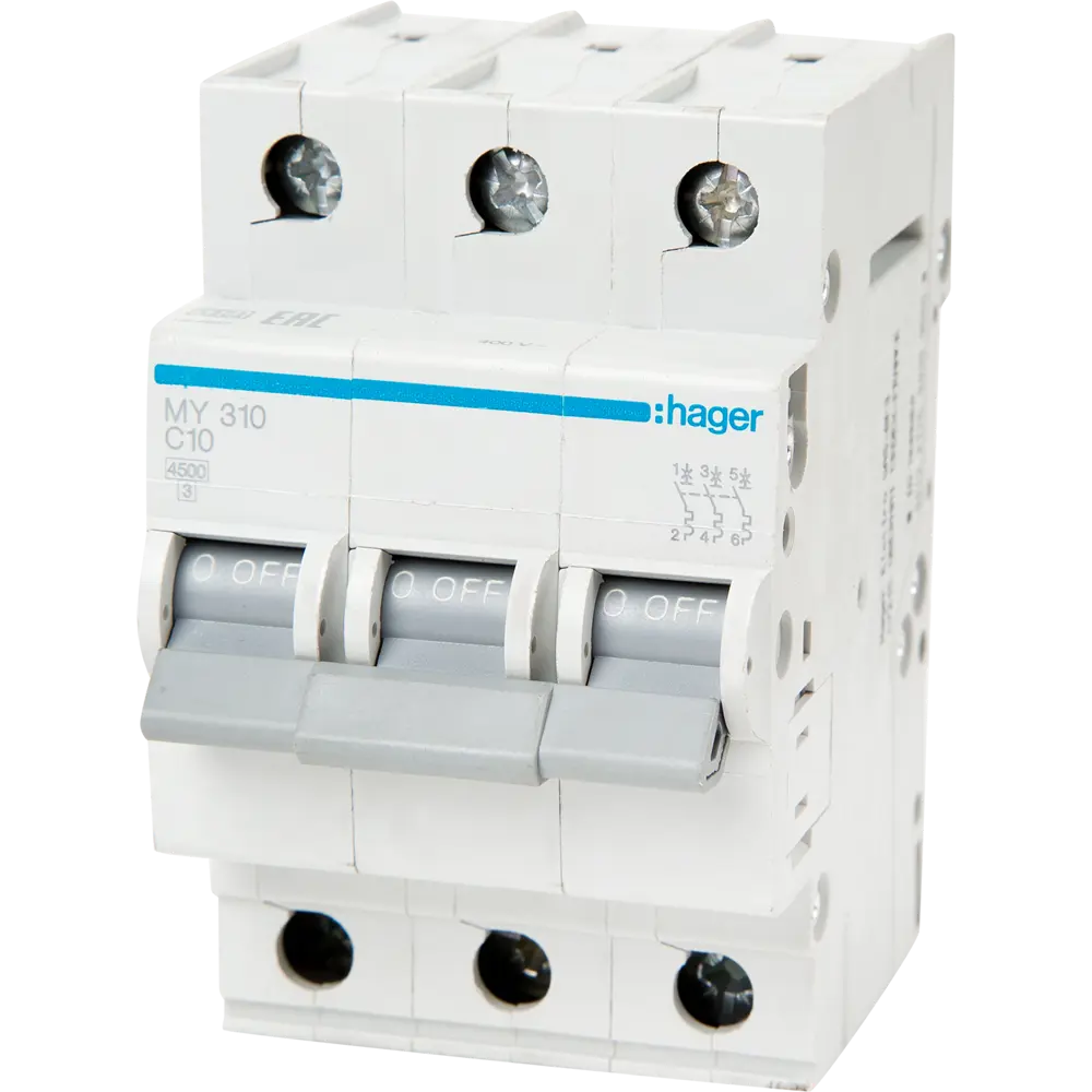 Автоматический выключатель Hager MY310 3P C10 А 4.5 кА STLM-2191702