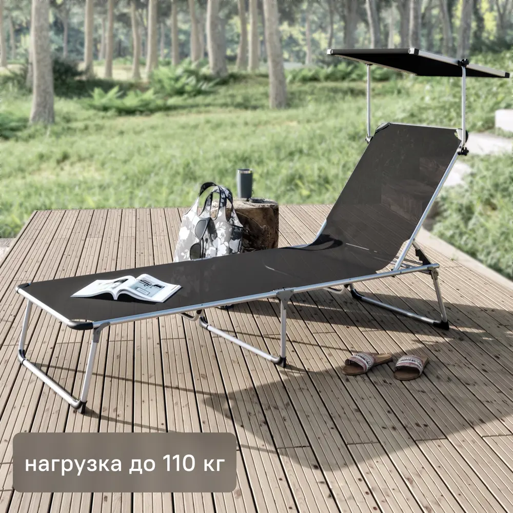 Шезлонг складной Azur 188x61x30 см алюминий/текстилен цвет серый 82558762 STLM-2042039 Santreyd 