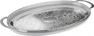 10611767 Queen Anne Поднос овальный с ручками Queen Anne 44x25см, сталь, посеребрение Сталь нержавеющая с посеребрением