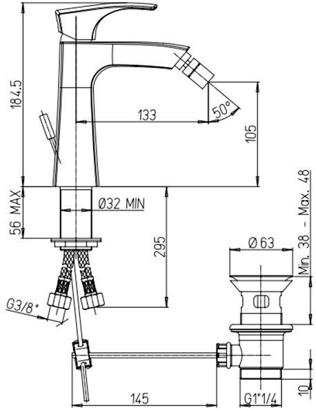 Paini Lady 89OP306KM смеситель для биде - Вид №2