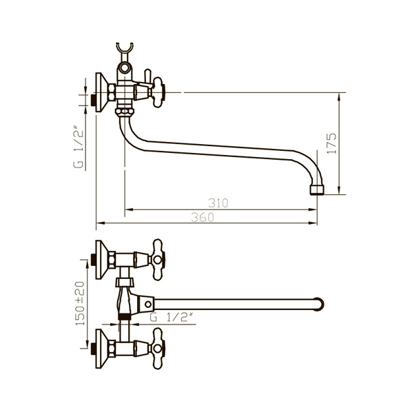 101 RETRO  Смеситель универсальный  ARGO kran 101retro - Вид №1
