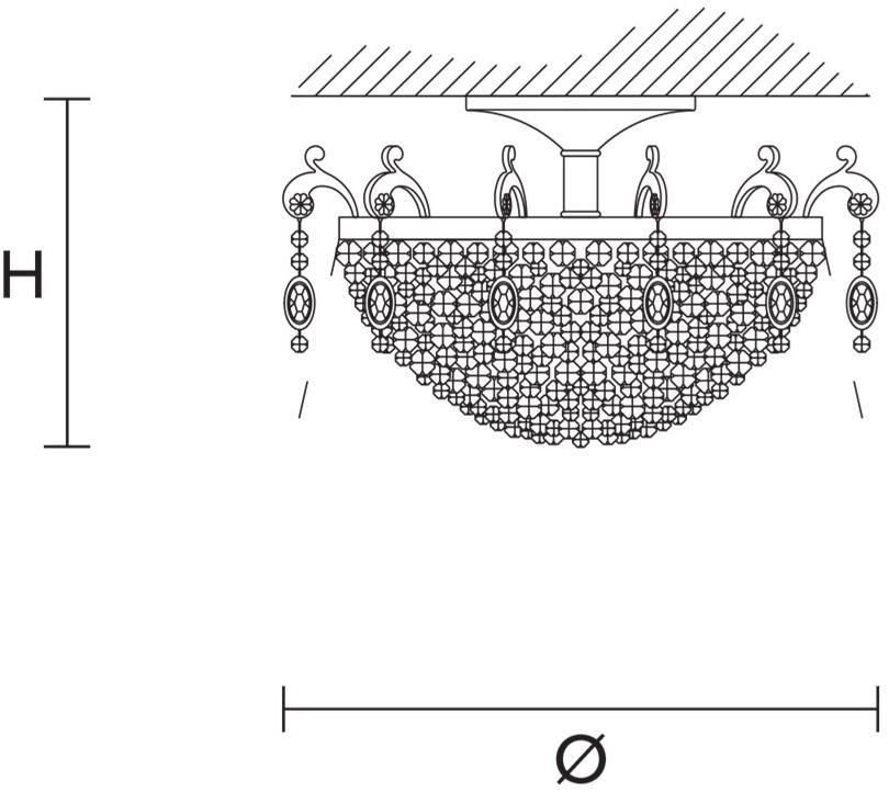 Masiero Потолочный светильник из металла с кристаллами Rosemery sun-id-1476594 - Вид №1