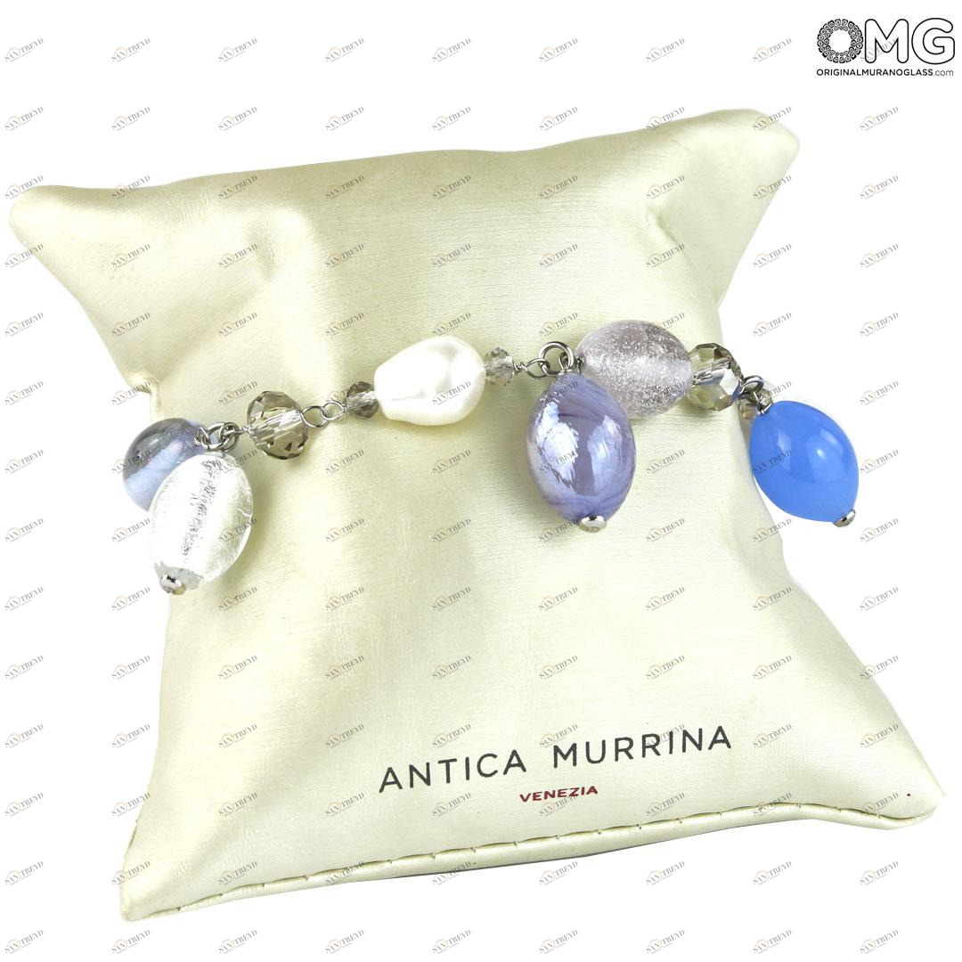 3951 ORIGINALMURANOGLASS Браслет Фиалка - Коллекция Antica Murrina - муранское стекло Original Murano Glass OMG 19 см 