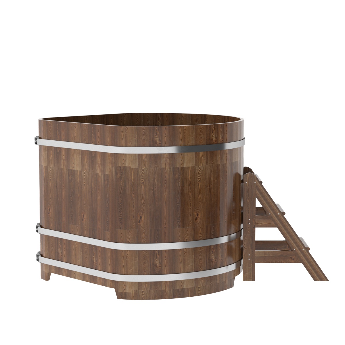 1587 Купель угловая из сращенных ламелей лиственницы 1,37х1,37х1,2 морёная Alyarus  - Вид №3