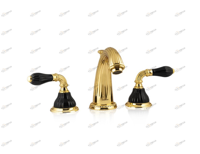 233501.N000.62 Раковина с тремя отверстиями из черного фарфора Сатин никель Mestre Artica