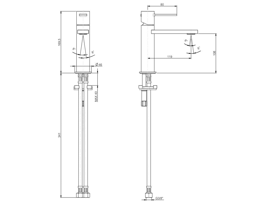 Смеситель для раковины без слива Rubinetterie Frattini ARCH-00100126 - Вид №2
