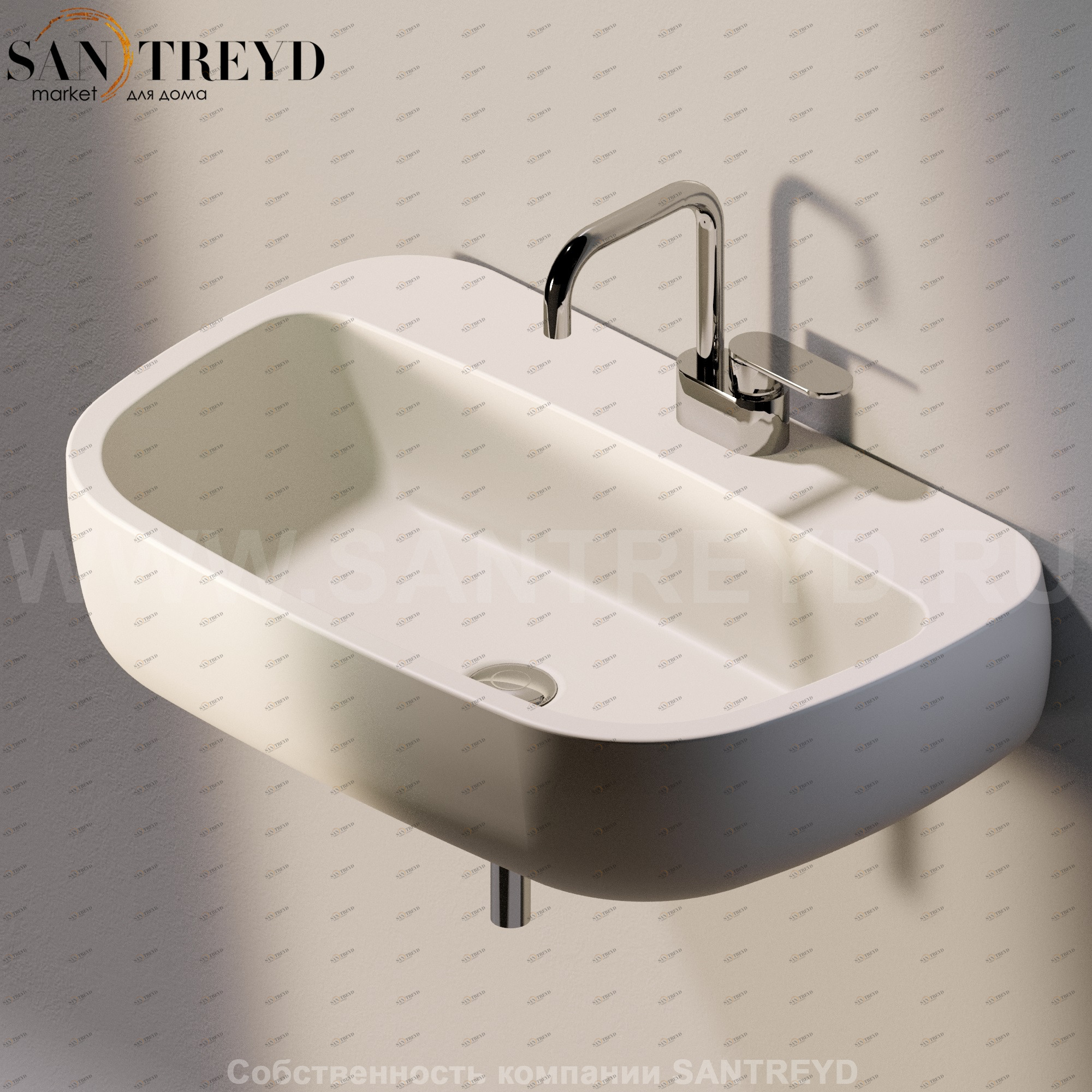 MN74L9003 Подвесная раковина настенная прямоугольная Ceramica Flaminia Mono бежевая