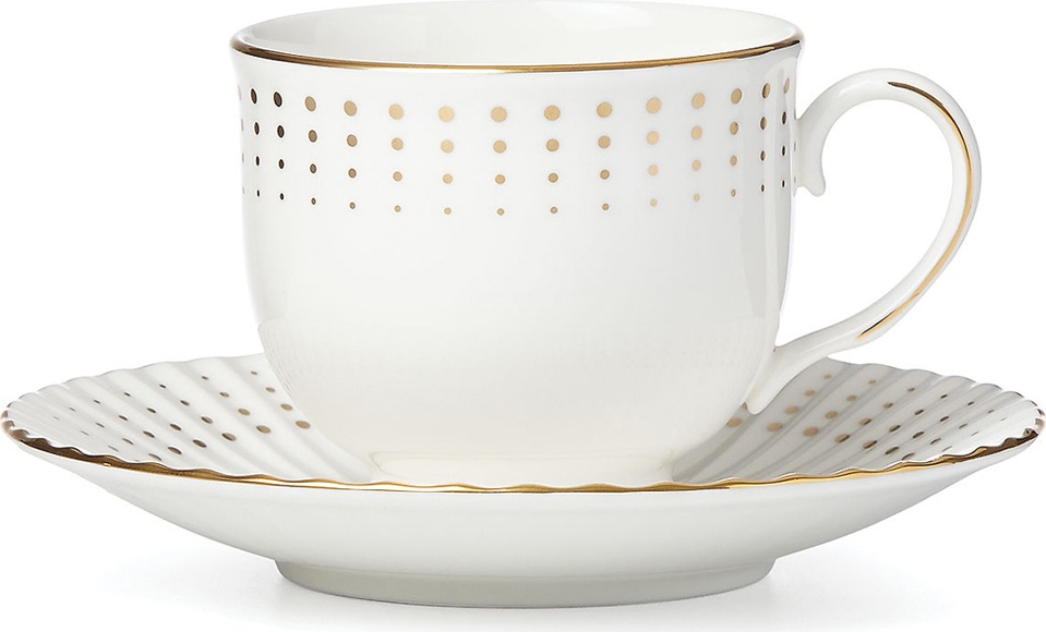 10613195 Lenox Чашка чайная с блюдцем Lenox "Золотой водопад" 150мл Фарфор костяной 