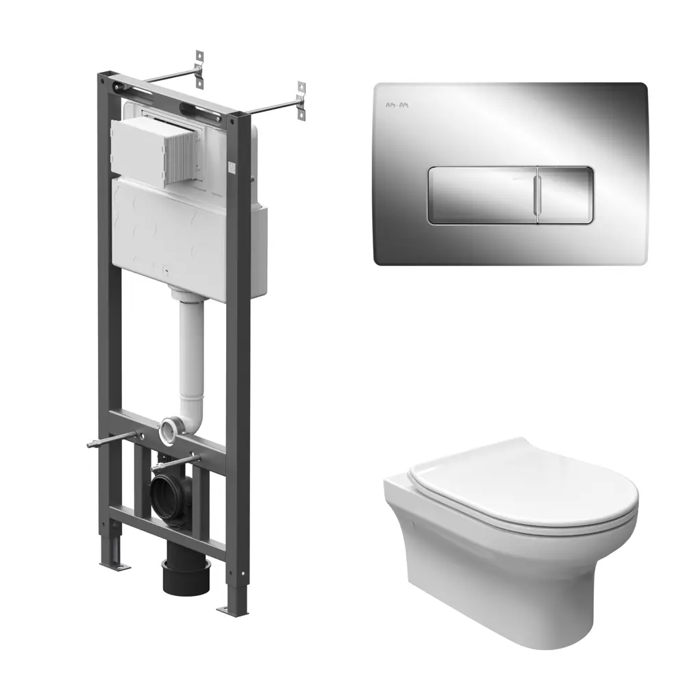 Комплект инсталляции AM.PM Tech с унитазом закрытым Sensea Favori клавиша AM.PM Tech M серебристая STLM-2147758