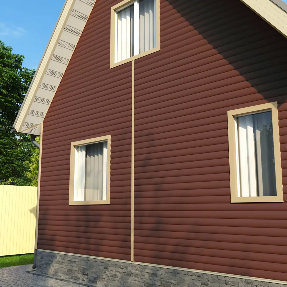 Сайдинг ПВХ блок-хаус 2700х230 мм темно-коричневый, 0.62 м² FINEBER STLM-2071880 - Вид №3