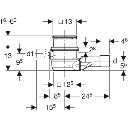 388.020.00.1 Трап Geberit Varino, горизонтальный, d56/63 Geberit  - Вид №3