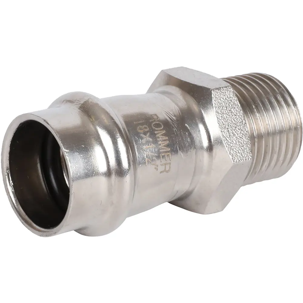 Муфта переходная Rommer 1/2"x18 мм ВПр-НР нержавеющая сталь STLM-2150341